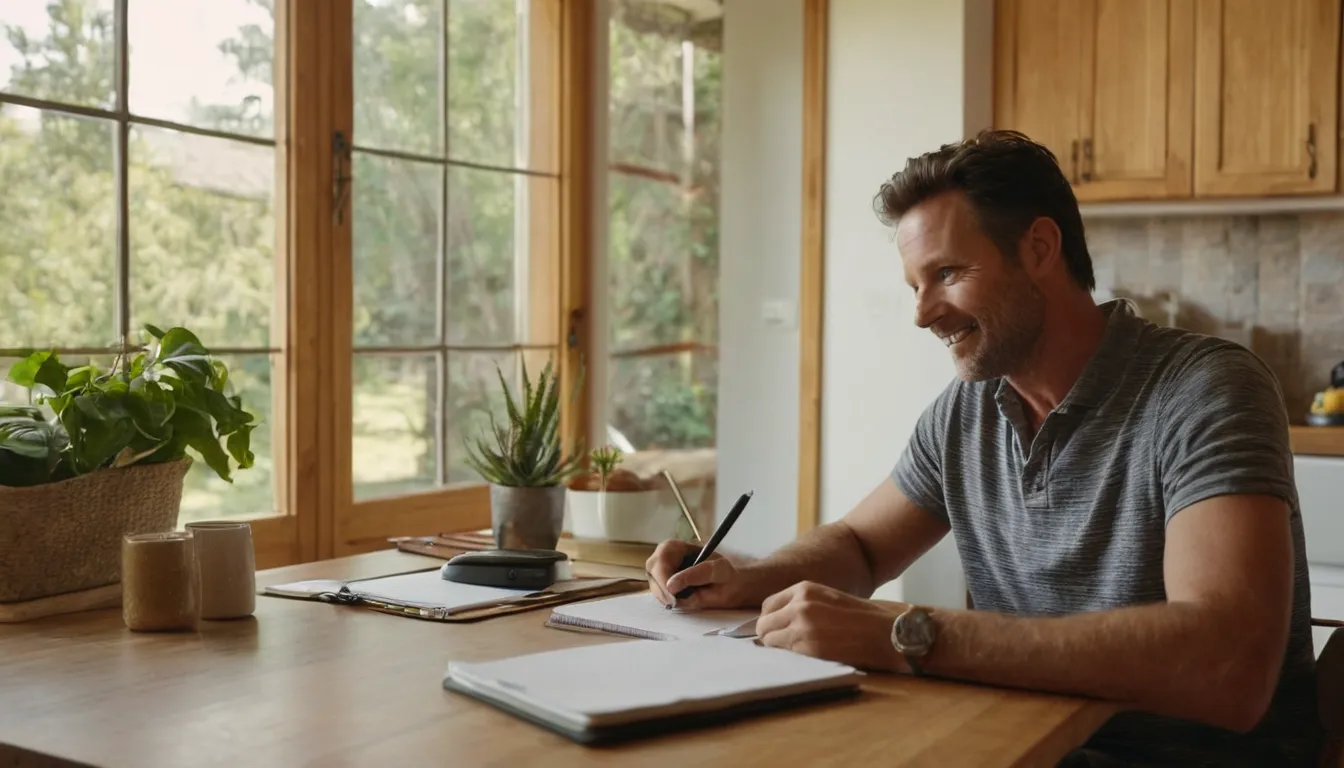 Homeowner reviewing a septic checklist at the kitchen table